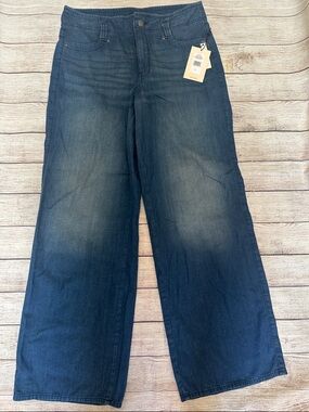 NYDJ Teresa Wide Leg Women's High Waisted Jeans Dark Blue Mission Blue Size 8